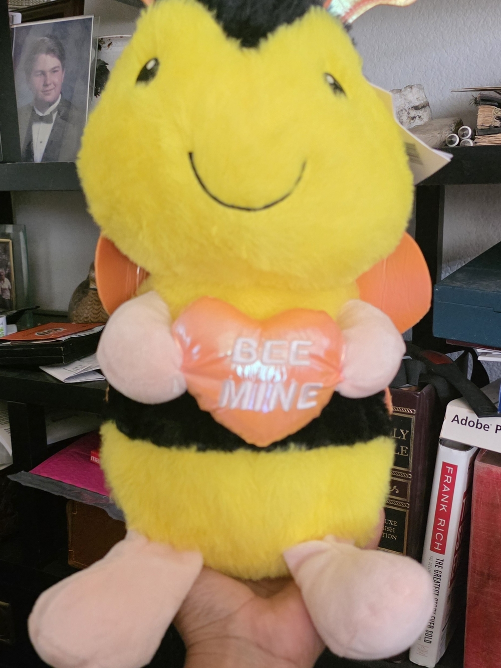 Plush Yellow Bee 'Bee Mine' Heart Decorative Accent